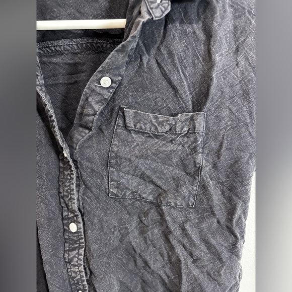Sim & Sam Black button down tie front cropped shirt medium casual Beachy - Picture 4 of 11